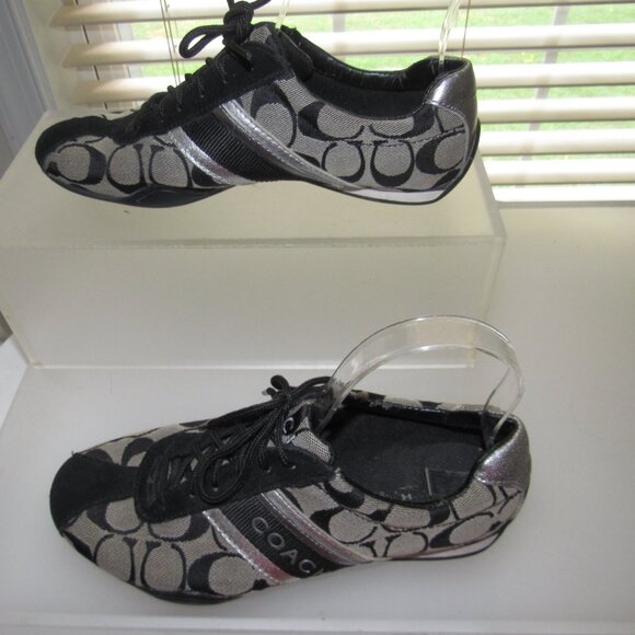 Coach Jayme Signature C Black & Silver Jacquard Sneakers | Size 6.5M |Athleisure - Picture 3 of 8